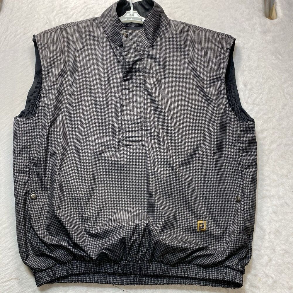 DryJoys by FootJoy Mens Golf Vest Lightweight Houndstooth Pullover Large